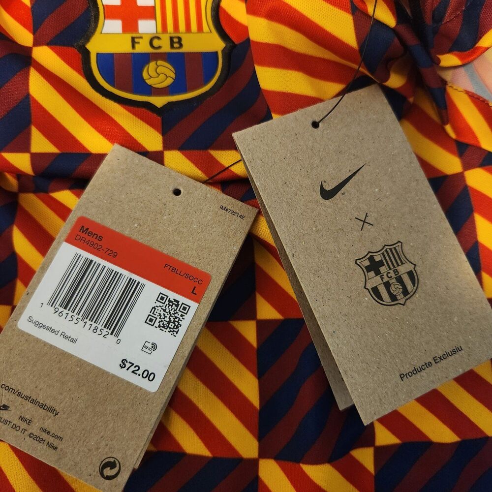 Nike men's LARGE fútbol soccer DR4902-729 Barcelona jersey "just do it " - Picture 7 of 7
